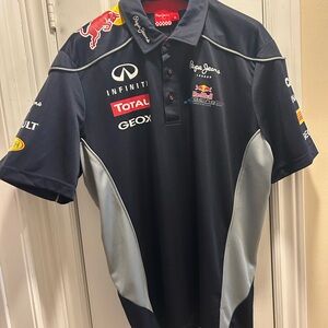 Red Bull F1 Racing Men’s Polo Shirt by Pepe Jeans Black and Grey